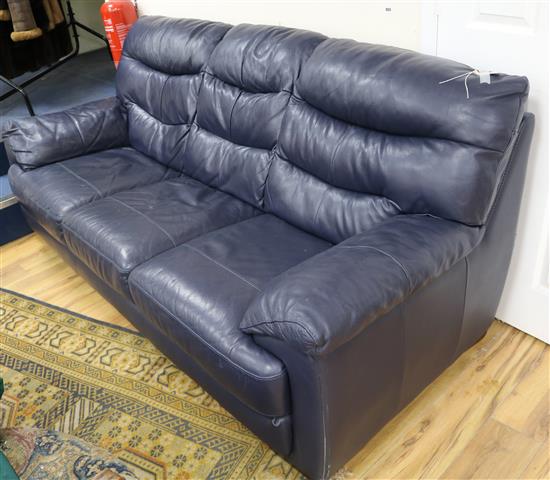 A leather three-seater settee, W.210cm